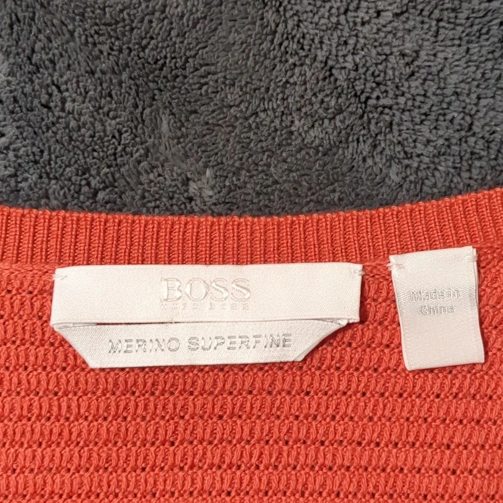 Hugo Boss Merino Super Fine Cardigan Sweater Orange Size Medium - Picture 4 of 8